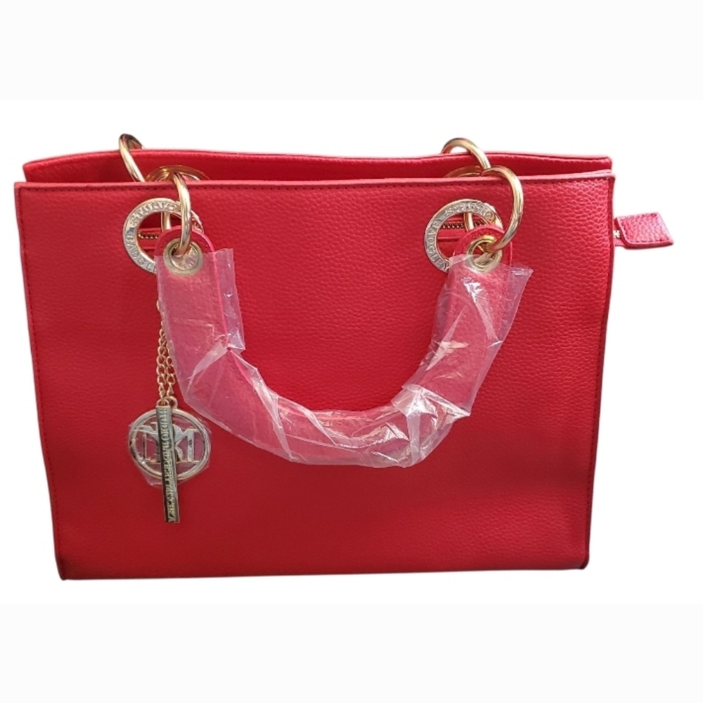 Badgley Mischka Red Shoulder Bag with Gold Details